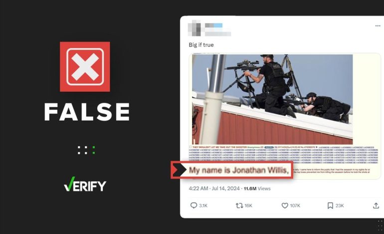 Sniper named Jonathan Willis wasn’t at Trump rally shooting
